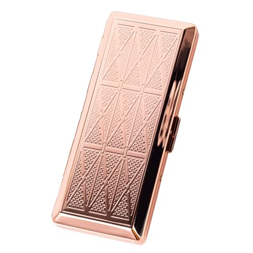 Étui à cigarettes élégant et simple en métal pour homme et femme pouvant contenir 10 cigarettes de 100 mm (10 pcs 100mm Rose)