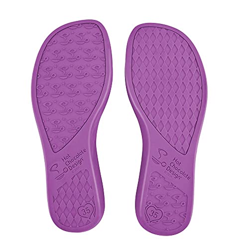 Image of Hot Chocolate Design Chocolaticas Funky Canvas Women's Mary Jane Flat Shoes, Violet, 5 UK