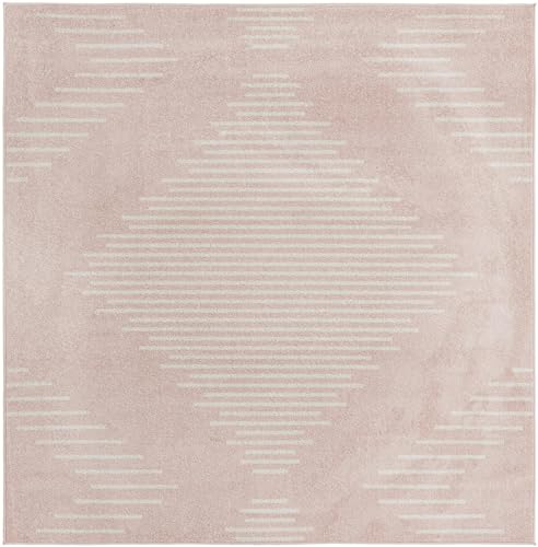 Unique Loom Kai Collection Area Rug - Warrior (7' Square Pink/Ivory)