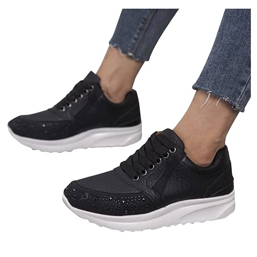 Zbyy Sneakers For Women Walking Shoes,Non-Slip Breathable Hidden Sneakers Lace Up Shoes Slip On Gym Fitness Shoes #TOP26