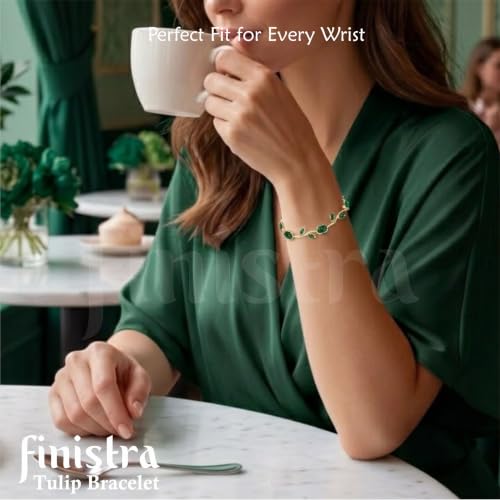 Image of finistra Tulip Bracelet for Women Stylish | Gold Plated Crystal Floral Jewellery | Adjustable Chain for Women & Girls Stylish | Elegant Tulip Bracelet for Women, Party & Daily Wear Accessory