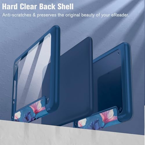 Image of MOCA Case for 7 Inch Kindle Paperwhite 12th Gen 2024 and Signature Edition, Slim Shockproof Clear Back Cover, Auto Sleep /Wake Protective Case (Hibiscus)