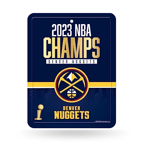 Rico Industries NBA Basketball Denver Nuggets 2023 NBA Champions 8.5" x 11" Carbon Fiber Metal Parking Sign - Great for Man Cave, Bed Room, Office, Home Décor