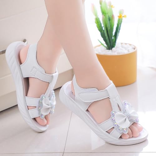 IWIHMIV Girls Sandals Summer Open Toe Soft Sole Non Slip Flat Dress Bow Shoes Toddler Slip On Sandals for Girls2