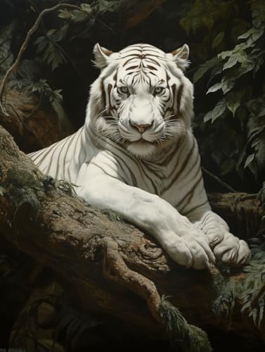 Peinture diamant tigre blanc 5D à réaliser soi-même pour sublimer le salon ou la chambre