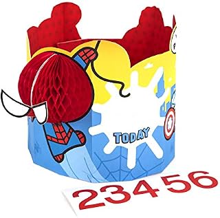 Hallmark Kids' Birthday Card - Pop-out, Moveable, Marvel Avengers Design, blue|red|brown|black|yellow