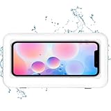 KUNSLUCK Shower Phone Holder, Waterproof Anti-Fog Touch Screen Case, Wall Mount for Bathroom Mirror Bathtub, Compatible with 4.7'-6.8' Mobile Phones (White)