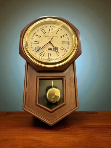 Image of N G T Station Clock Vintage Wooden Wall Clock with Pendulum - Antique Victorian Style, Silent Quartz Movement, Roman Numerals, Decorative Home & Office Clock