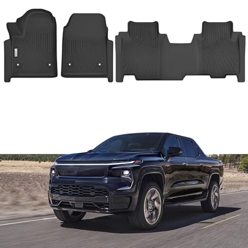 Floor Mats Fit for Chevy Silverado EV RST/GMC Sierra EV Denali 2024 2025 2026 (See 2nd Image), TPE All Weather Protection Car Floor Liners for Silverado EV RST/Sierra EV Denali Accessories