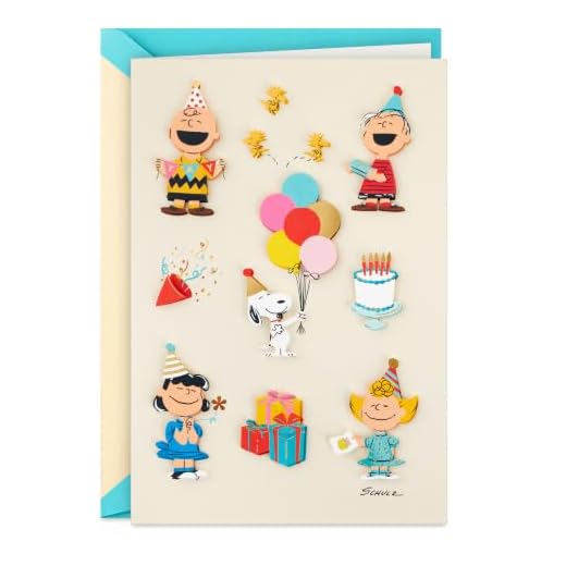Hallmark Signature Peanuts Birthday Card (Charlie Brown and Friends).