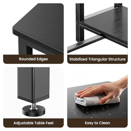 Bealife Bartisch mit Barhocker-Set, Kneipentisch-Set mit 2 Ablagen und Glashalter, Küchen-Bartisch-Set für Küche, Wohnzimmer, Esszimmer (Schwarz)