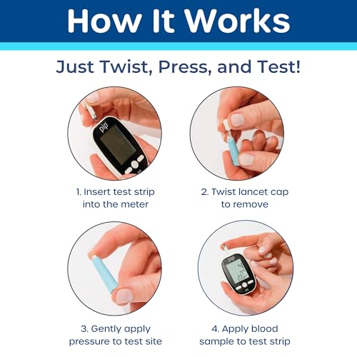 Pip Blood Glucose Monitor Kit with Preloaded Safety Lancets - Complete Diabetes Testing Kit for Blood Sugar Monitoring | No Lancing Device, Virtually Painless | 50 Test Strips, Lancets & Travel Case - Thumbnail 4