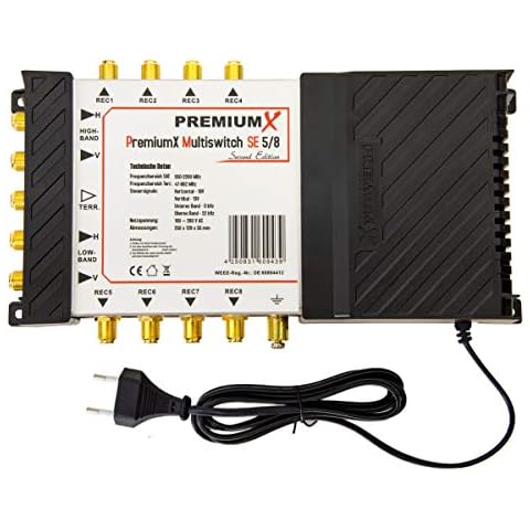 PremiumX Multiconmutador de 8 vías con fuente de alimentación Cover