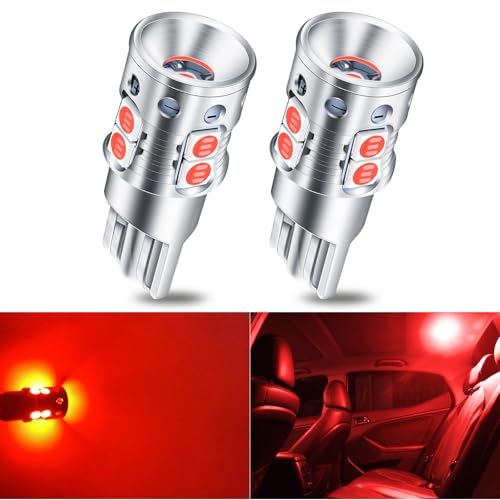 GJTIANXK 194 168 T10 LED Bulb Red Canbus 2-Pack