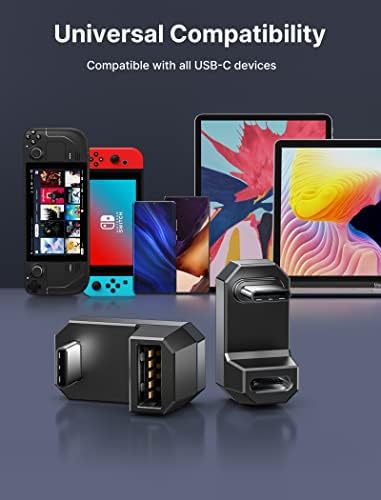 Adapter USB-C 180 stopni (2 sztuki), wtyczka JSAUX typu C na gniazdo USB C 3.1/PD 100 W i wtyczka USB-C na gniazdo USB A, do Steam Deck, Switch, MacBook, tabletów, telefonów i innych urządzeń typu C