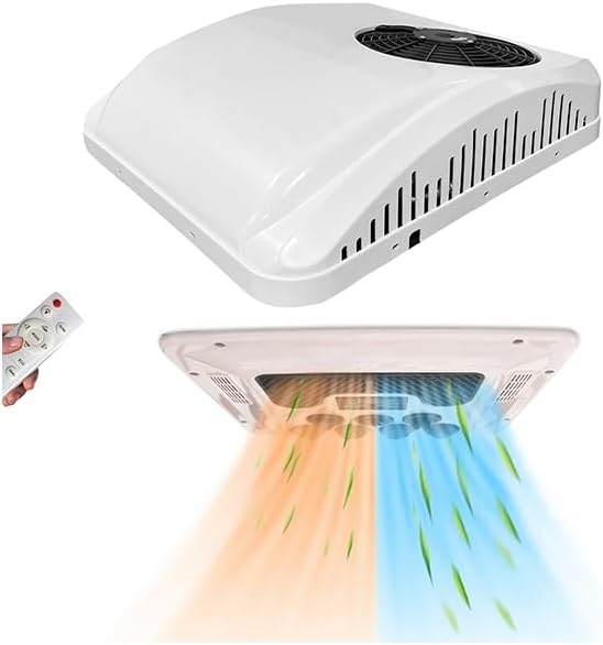 9300 BTU Camper AC Unit with Heat 12V AC/Heater Unit, 12 Volt RoofTop Air Conditioner, RV Air Conditioner Heater Combo, Quiet A/C Unit, Heating & Cooling For Motorhome, Truck, Enclosed Trailer, Van