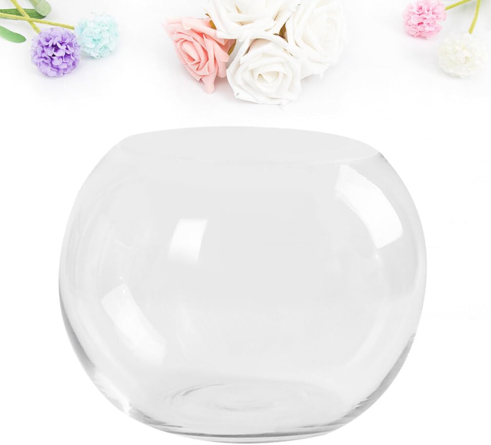 LIFKOME Hydroponics Glass Vase Transparent Flower Holder for Desktop Decor Creative Fish Tank Ornament for Home Office Hotel Smooth for