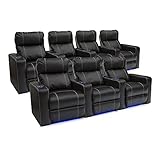 Seatcraft Dynasty - Home Theater Seating - Power Recline - Leather Gel - Base Lighting - Lighted Cup...