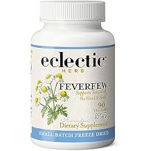 Eclectic Herb - Feverfew Capsules | Support for Head & Neck Tension | Herbal Supplement | US-Grown, Vegan, Non-GMO, Gluten Free 90 CT | 125 mg