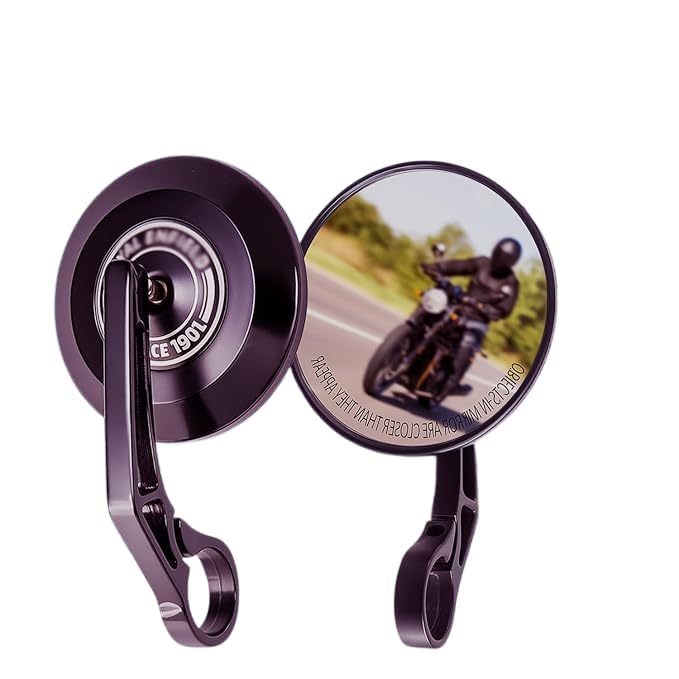 Image of New Bar End Mirror Pair, Round Convex, for Bullet 350 /New Classic 350, 650 /Hunter 350 /Meteor 350 /Super Meteor 650 /Interceptor 650 /GT 65P0 /Himalayan 450 /Scram 411 /Guerrilla 650