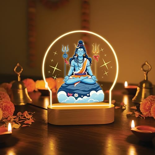 Image of Giftplease Divine Baby Shiva LED Desk Lamp - Warm Glow Spiritual Night Light - Cute Bal Shiva Table Decor for Pooja Room, Meditation Space, and Kids' Bedroom - Religious Gift & Home Accent GL 12