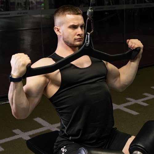 Image of LAT Pulldown Attachments - Mag Grips - Pull Down Bar - Cable Machine Rubber Coated Handles for Comfort and Grip (LAT Bar Wide)