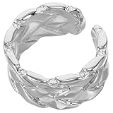 Warmhm Anillo de Cobre Creativo y Ajustable para Mujer, Diseño Abierto y Tejido, Adecuado para Uso Diario y Fiestas, Estilo Moderno y Elegante