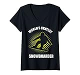 Damen Lustige Snowboarder Downhill Snowboard Google Pants Boots T-Shirt mit V-Ausschnitt