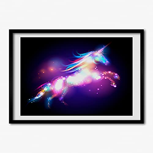 Affiche licorne 70x50 cm avec cadre en bois moderne Tulup pour chambre enfant