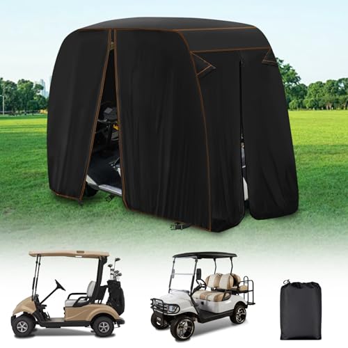 QYMOTO Golf Cart Cover 2 Passenger Waterproof 420D Windproof Sunproof Universal for Canvas EZGO, Club Car and Yamaha Heavy Duty with Storage Bag by QYMOTO - Used condition - CA$37.23