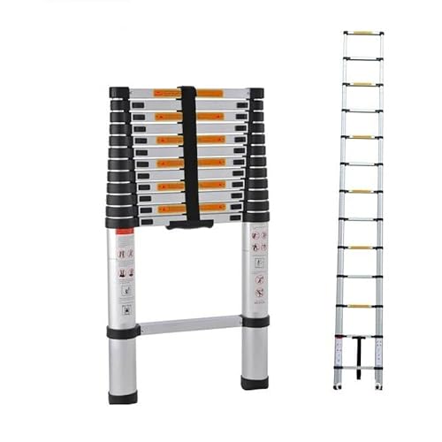 Scala telescopica in acciaio inox da 2,6 m, rutschfest Ausziehleiter Dachbodenleiter Sprossenleiter con 9 pioli, facile da trasportare, portata 150 kg