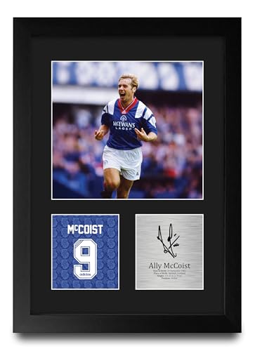 Ally McCoist Rangers autógrafo impreso en cuadro A4 para aficionados