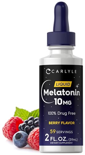 Carlyle Melatonin 10mg | 2 fl oz Liquid Drops | Berry Flavor | for Adults | Non-GMO, Vegetarian Supplement