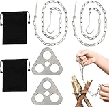 [Verdickter Edelstahl] Outdoor Camping Lagerfeuer Stativ Höhenverstellbar mit Kettenhaken Grillablage/Hängetopfgestell Geeignet für Kohlegrill Dutch Pot Picknick Barbecue (2 Stück)