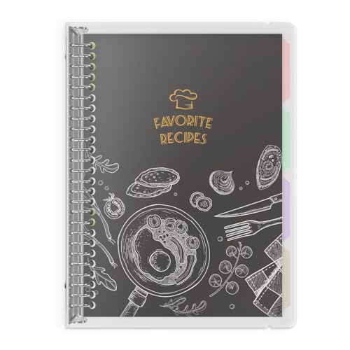 LuBudingJoy Blank Recipe Book to Write in Your Own Recipes, 8.5" x 11" Removable Hardcover Family Recipe Book with Dividers, Recipe Journal Hold 140 Recipes (Black)