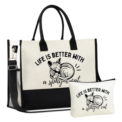 Bolsa Tote de lona con gran capacidad InnoBeta Sphynx Cat Gifts miniatura 1