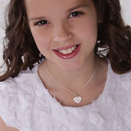 Personalized .925 Sterling Silver Heart Pendant With Infinity Cross Necklace, Custom Engraved Gift For Girls, First Communion, Confirmation, Girlfriend, Teens, Women (16-18 Inch-Adjustable) #TOP2