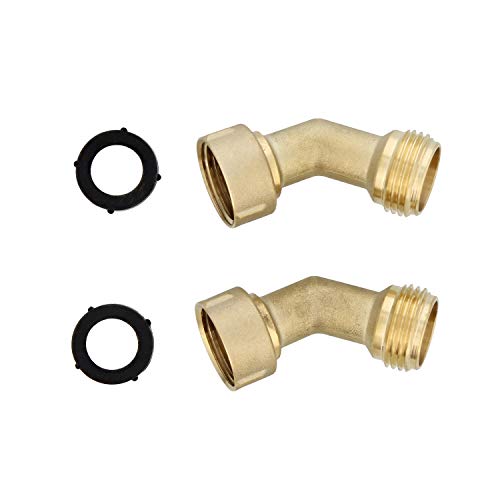 Dumble 45 Degree Garden Hose Elbow Fitting 2pk with 4 Washers - Outdoor Faucet Extender, Hose Connector Spigot Extender - Thumbnail 6