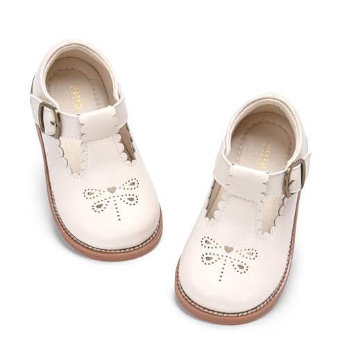 PHIRAMIN Toddler Girl Mary Jane Beige Dress Shoes Size-11 Girl School Uniform Shoes for Wedding Party by PHIRAMIN - Used condition - US$9.64