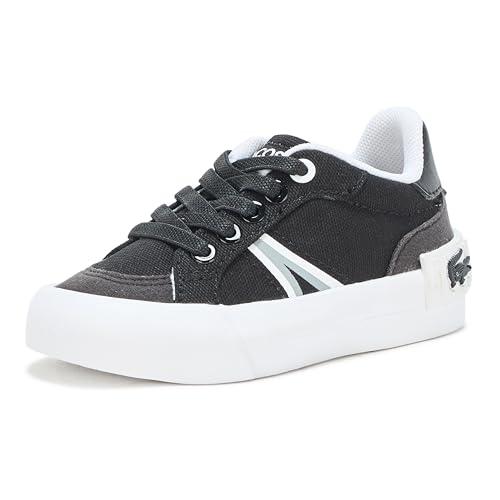 Lacoste Kids L004 Sneaker, BLK/WHT, 8