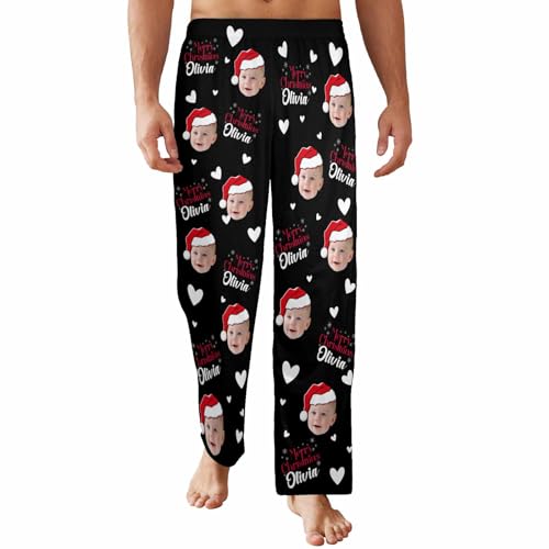 Custom Face Pajama PJ Pants for Men Women Personalized Photo Printed Trousers Pajama Bottoms Gifts for Christmas2