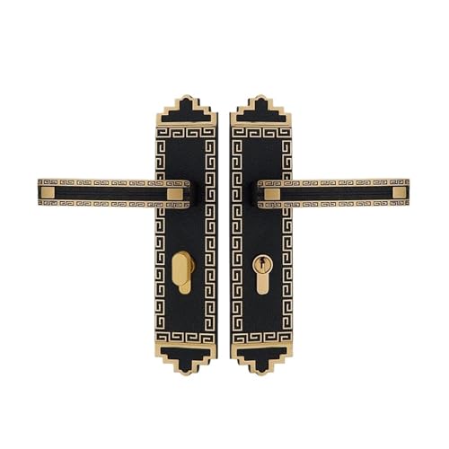 HC7201 中国風純銅室内ドアロック全銅製サイレントルーム中国風ホームドアハンドル(HC-7201Black)