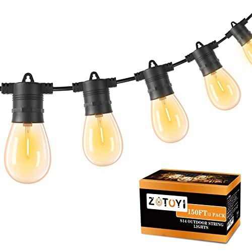 Zotoyi Outdoor String Lights 150 Ft, 45+5 Shatterproof Led Bulbs String Dimmable Patio Lights, Outdoor Lights For Patio, Hanging Lights For Patio Cafe Bistro Gazebo Backyard #TOP20