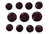 Konak Buttons Set of 11 Premium Burgundy Wine Color Buffalo Bone Buttons for Sport Coats, Blazers,...