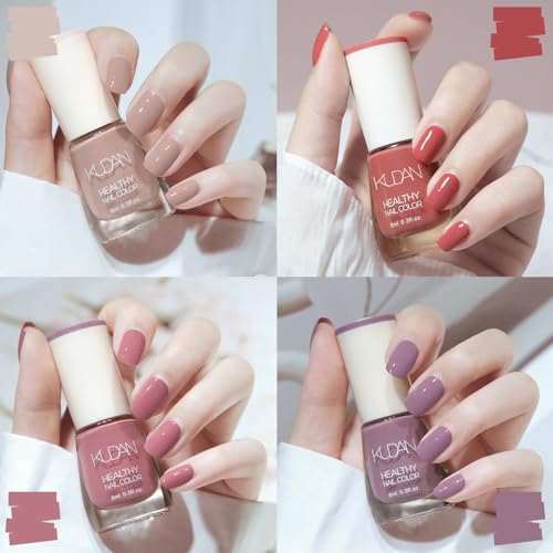 TBeautfave Nail Polish Set Nude Nail Varnish Sets, Quick Dry & Long Lasting Red Purple Nail Polish, Water Based Natural Nail Varnish Sets for Women DIY Nail Art - No Need Cure - Image 3