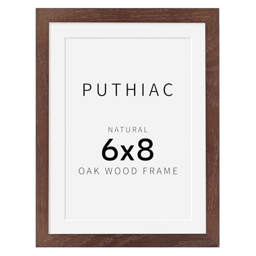 6x8 Oak Wood Picture Frame - Minimalist 6x8 Picture Frame, 6"x8" Frame Wood, Natural Solid Wooden Picture Frames for Wall Art Photo and Prints(1 Pack, Walnut)