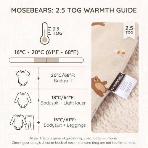 Mosebears Baby Schlafsack mit Beinen 2.5 Tog Warm gefüttert winter kinder schlafsack abnehmbaren Ärmeln Junge Mädchen Unisex Schlafanzug (6… – Ansicht 4