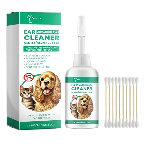犬の耳洗浄液、ペットの耳掃除 - 100ml ポータブル犬耳洗浄犬耳薬 | 耳垢除去に優しいペット用イヤードロップ 小動物用ペット用品