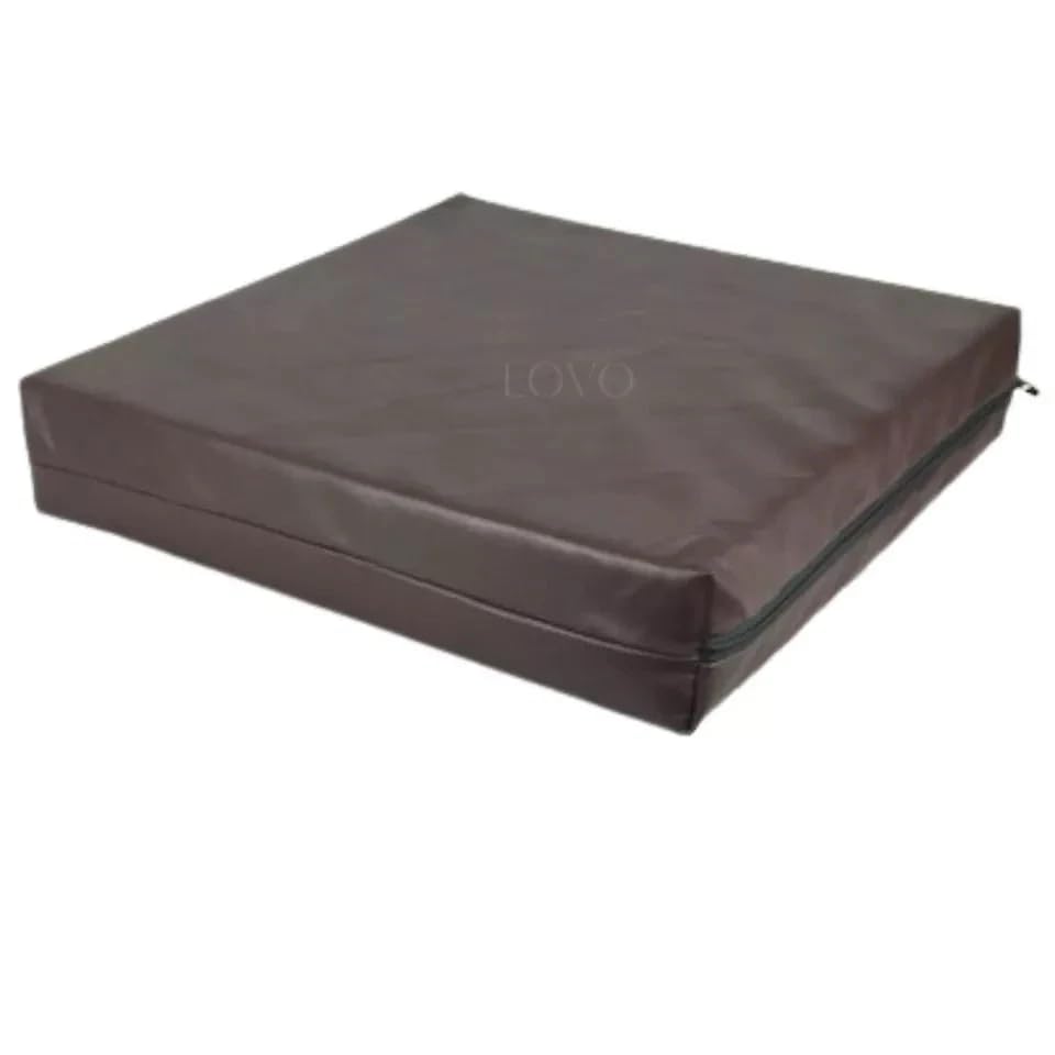 FEELIT Premium Memory Foam Wheelchair Cushion – Faux Leather Pressure Relief Seat Pad with Zipped Cover for Comfort & Support (Brown, 18" x 16" x 2")