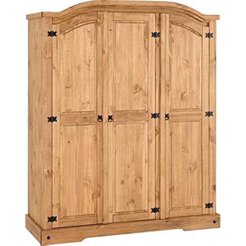 Seconique Corona 3 Door Wardrobe in Distressed Waxed Pine Cover
